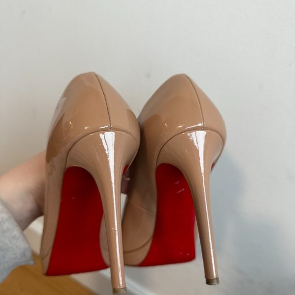 Christian Louboutin Simple Pumps Platform Stiletto Heel Nude Patent Leather 39.5 - Picture 8 of 13